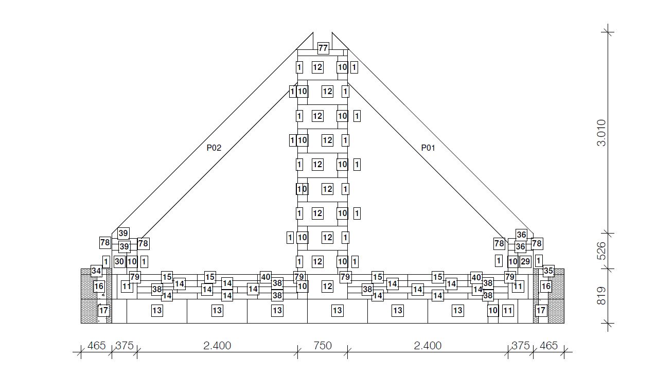 Sestavni načrt JUBHome hiše, detajl izvedbe poševnih preklad